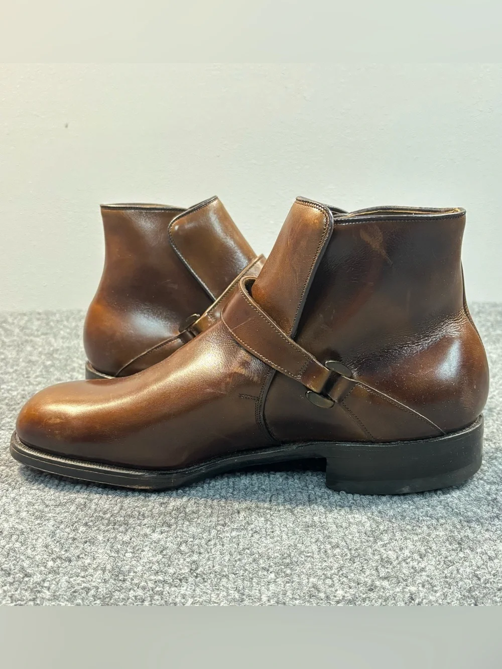 Allen Edmonds Ostendo Jodhpur Boots 7 EEE Brown Leather Monk Strap Ankle Mens